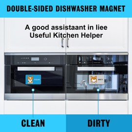 Cute Cartoon Animal Clean Dirty Dishwasher Magnet, Refrigerator Washing Machine Magnet Double Sided Kitchen Reversible Dish Washer Sign, Apartment Kitchen Accessories Magnet (Dog)