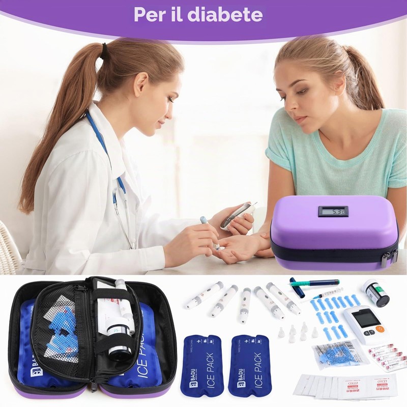 HIMDUZE Custodia da viaggio per insulina, approvata TSA, refrigeratore refrigerato