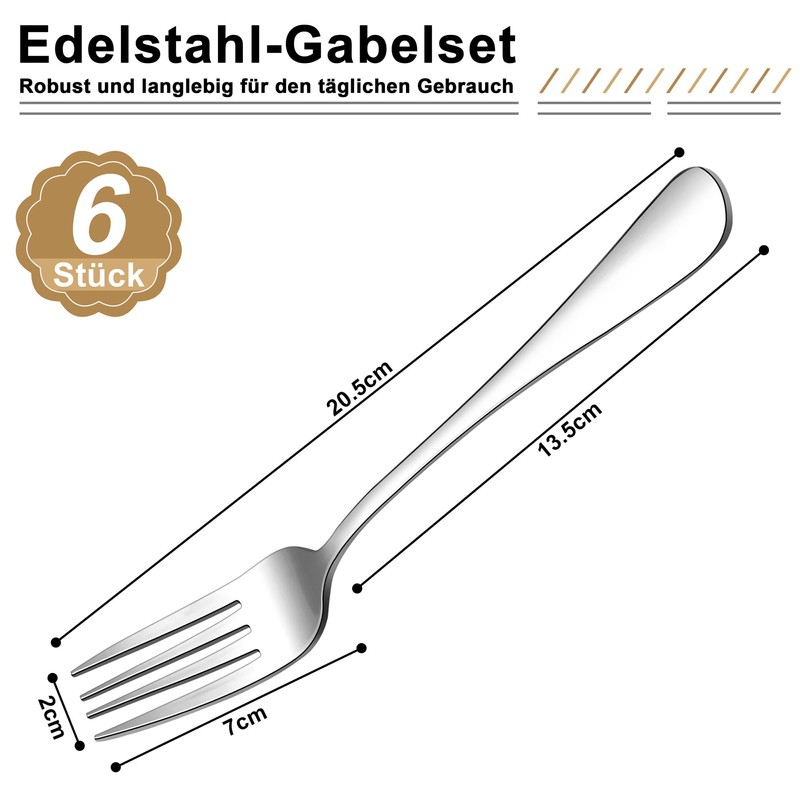 HaWare Forks, 6 Piece Stainless Steel Forks Dining Forks Set,