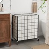 WOWLIVE Double Laundry Hamper with Wheels,Metal Wire Frame Rolling Laundry