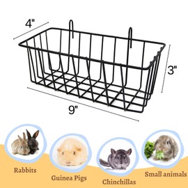 TiereCare Rabbit Hay Feeder - 2Pcs Metal Rack Hay Holder for Guinea Pig Small Animals Grass Rack for Bunny Chinchilla Cage Reduce Mess 9x4x3 Inch