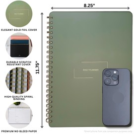 Merely Home Undated Daily Planner | 8.25” x 11.75” To Do List Notebook | Work Productivity ADHD Organizer | Men and Women Planner | College Supplies | Pink | Portrait Layout