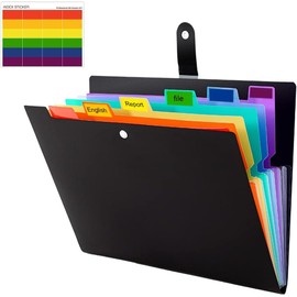 Expanding File A4, Folder with 7 Compartments, Document Folder A4 with Labels, Folder System, Document Organiser for Home, Office, School and Travel