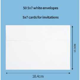 50 Pack 5x7 White Self-Seal Envelopes for Invitations, Weddings, Greeting Cards & Mailing