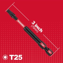 GEINXURN 30 Pieces T25 3In. Impact Tough Magnetic #25 Torx Head Power Bits, S2 Alloy Steel T25 Screwdriver Bits Set