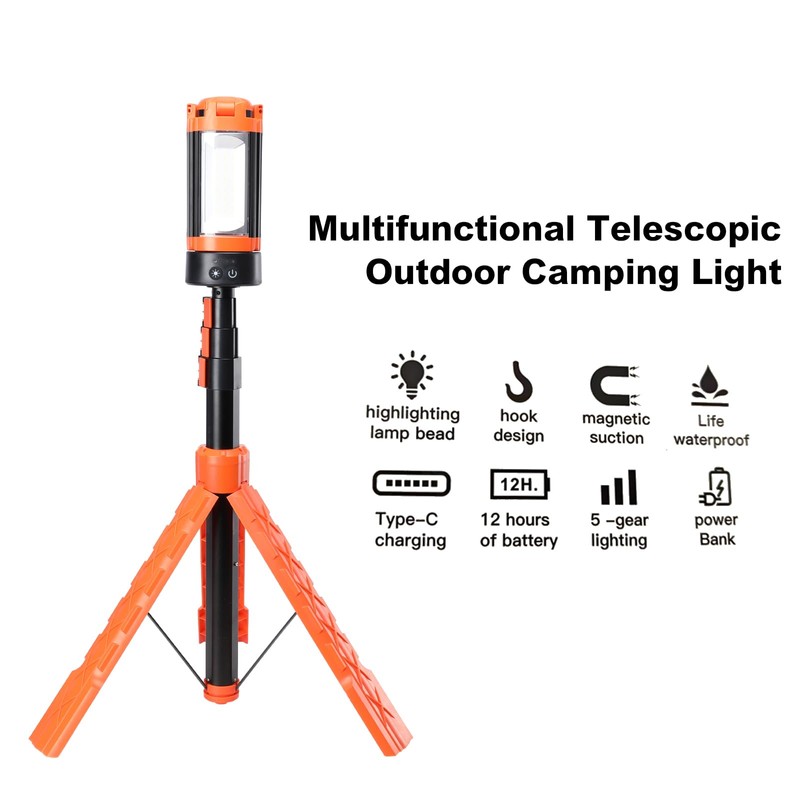 MUMTOP Camping Light with Tripod, Rechargeable LED Work Light, 2500