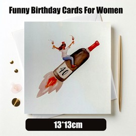 40th Birthday Card For Women, Happy 40th Birthday Card For Mum,Sister,Wife,Friend 40 Years birthday Gifts For Her, Blank Inside Design With Envelope,13 * 13 cm