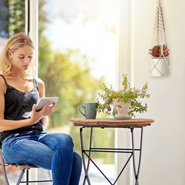 Uposao Cotton Rope Planter Hanger, Vertical Style, Handmade, Indoor Use, 40 cm, Retro, Type 1, 20 g