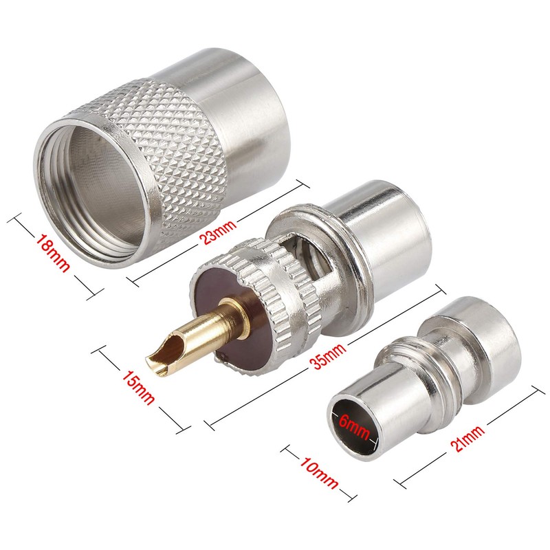 ESUMIC 20Pcs PL259 Soler Coaxial Coax Connectors, Male-Plug Crimp Coax