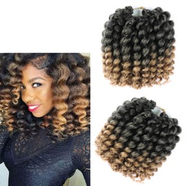 HBNK Jamaican Bounce Crochet Hair-4 Packs 12 Inch Wand Curl Crochet Hair For Black Women (T1B-27#, 12 Inch (Pack of 4))