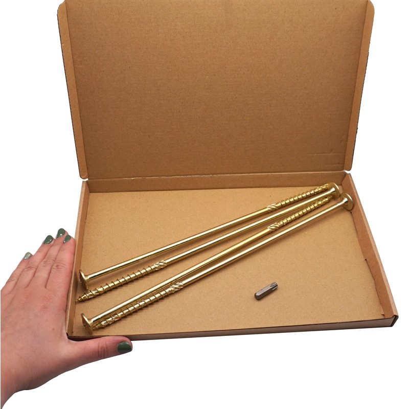 (Pack of 4) Galvanised Steel 8.0 x 300mm Yellow Wood