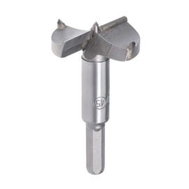 sourcing map Forstner Drill Bits 45mm, Tungsten Carbide Wood Hole Saw Auger Opener Woodworking Hinge Hole Drilling Boring Bit Cutter Gray with Case