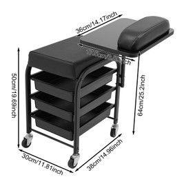 HAPPCUCOE Spa Portable Cart with Wheels, Beauty Salon Nail Cart,3 Detachable Plastic Drawers,Floor Standing Rolling Storage Cart for Beauty Stores, Bathrooms (Black)
