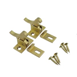 Elbow Latch RLECS 2PCS Heavy Duty Brass Cabinet Door/Window Catch with Screws, 28mm Length