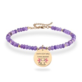 Melix Home Axolotl Gifts Bracelet Cartoon Kawaii Stuff For Fans Teen Girls Women Birthday Present Natural Stone Bracelets