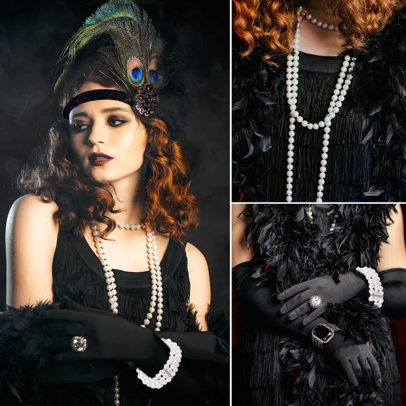 PLULON 1920s Flapper Great Gatsby Accessories Set Fashion Roaring 20's