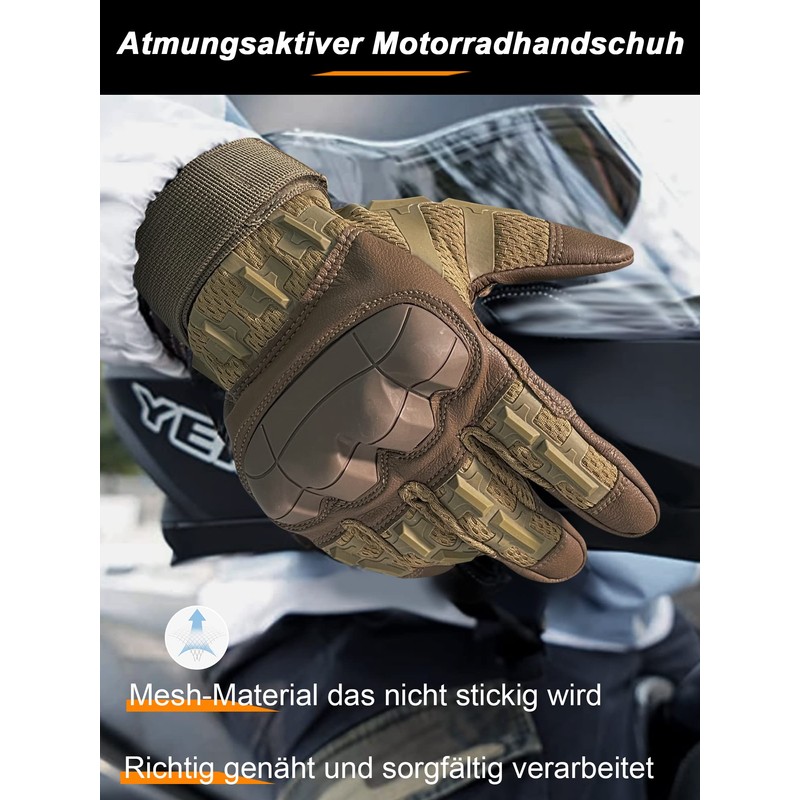 WTACTFUL Men's Motorcycle Gloves, Breathable Motorcycle Gloves, Men's Touchscreen with