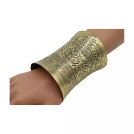 Unbranded Women Antique Gold Long Metal Roman Cuff Bracelet Filigree Adjustable Fit Size