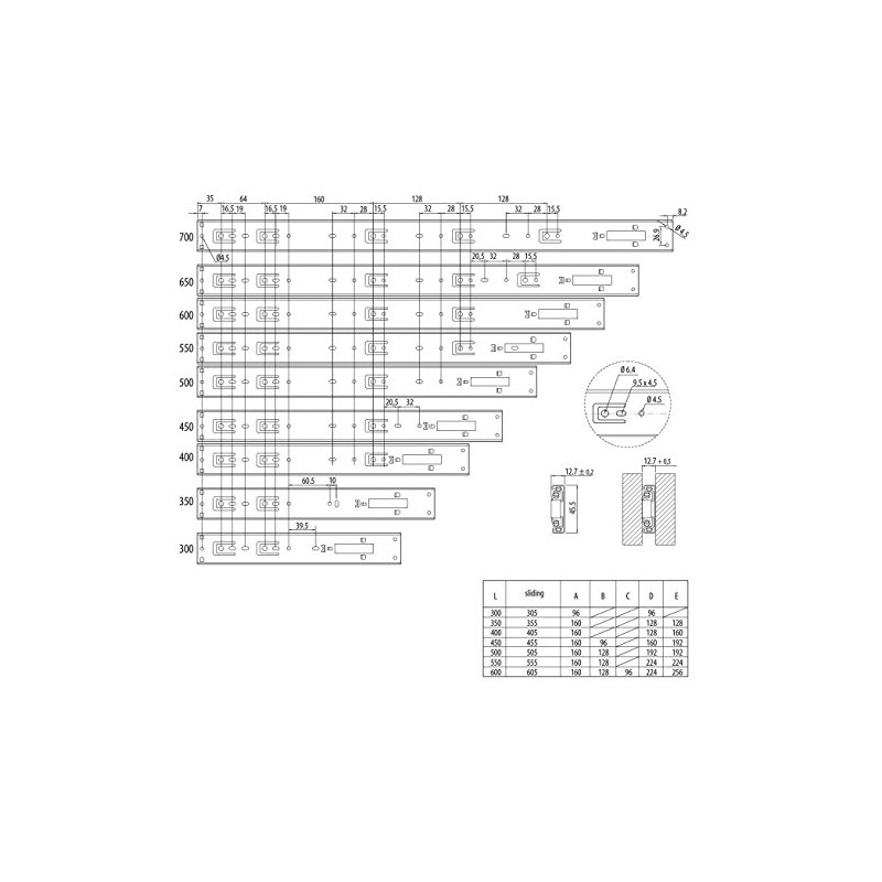 Pair of Drawer Runners with Spring Catch Mechanism Full Extension