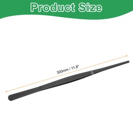 sourcing map Stainless Steel Tweezers 11.8 Inch Long Straight Serrated Tip Tweezers Multi-Purpose Kitchen Tongs for Cooking Gardening Repairing Craft, Black