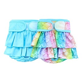 Hi Sprout Female Dog Diaper Reusable Washable Durable Absorbent Cloth Doggie Diapers Pants- Dog Dresses Mini Skirt - Mermaid S