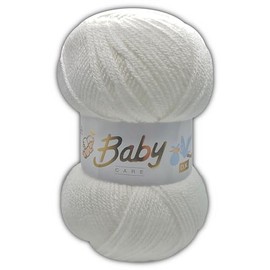 2 Pack of White 600 - Baby Care Double Knit Wool for Knitting and Crochet by Woolcraft