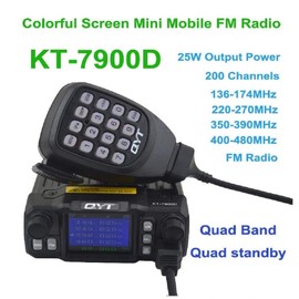 QYT KT-7900D Mini Mobile Radio KT7900D 25W Quad Band Quad Standby 136-174MHz/220-260MHz/350-390MHz/400-480MHZ Car Radio Walkie Talkie