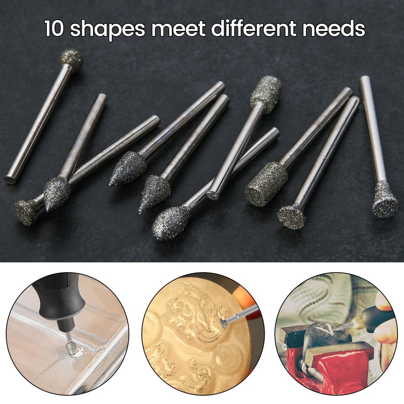Diamond Grinding Bit Set Stone Carving Set Hakkin 30Pcs Diamond