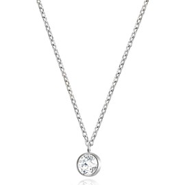 day.berlin Filigree Women's Necklace Stone 18 K Gold-Plated 45 + 5 cm Variable Length with Small Zirconia Crystal Pendant (6 mm), Fine Stainless Steel Chain, Nickel-Free and Waterproof, Stainless