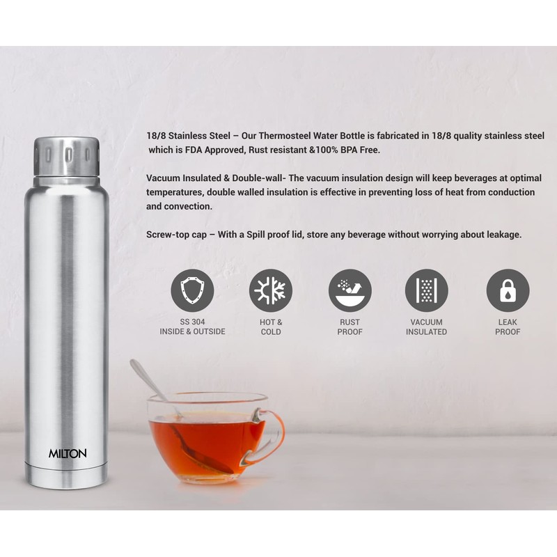 MILTON Thermos Insulated Water Bottle 25 oz (750 ml) Stainless