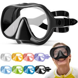 NARUTOO Snorkel Set Adults, Fashionable Macaron Colors Frameless Snorkeling Mask, Ultra Wide View Anti-Fog Snorkel Mask Set, Portable Professional Diving Snorkeling Set (Black (No Breathing Tube))