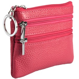 HXT-OAK Wallet Credit Card Wallet Business Card Wallet Leather Keyring, pink-red, 经ộ的