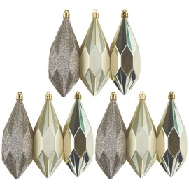 BWG 9 Large Geo Gold Christmas Tree Tear Drop 13cm Baubles Decorations