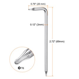 sourcing map T6 Tamper Proof Torx Wrench Star Keys 69mm / 2.72" Long Arm L-Shaped 6 Points Wrench S2 Steel Chrome Coated Surface Hand Tool for Automotive/Home Repairs