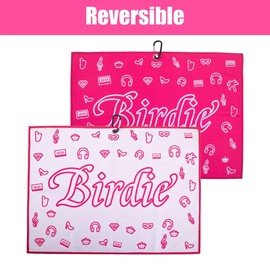 Funny Golf Birdie Pink Golf Towel,Microfiber Double Sided Small Golf Towels for Golf Bags with Clip Golf Accessories for Women,Perfect Golf Gift for Women Golfer Wife Girlfriend Golf Fan Lover Golf