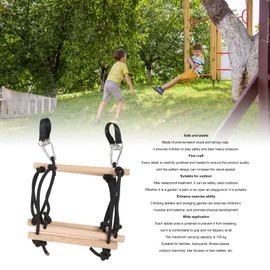 Rope Ladder 5ft 5 Steps 220lbs Bearing Wooden Kids Climbing Rope Ladder with Hanging Straps, Swing Playset Rope Ladder for Outdoor Playground