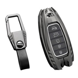 Ocezbiis For Hyundai Key Fob Cover,Keychain,Zinc Alloy Protection Car Key Case For Palisade Elantra Kona Veloster Solaris Azera Grandeur Ig Smart Remote Keyshell Accessories(For Hyundai Style B Grey)