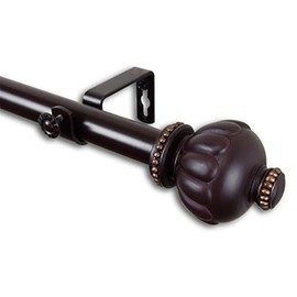 Maykoosh Victorian Virtue Home Decorative Window Curtain Rod, Tension Mounted, Includes - Adjustable Poles, Brackets, Mounting Hardware, Mahogany, 65" L X 4" W X 4" H