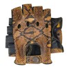 Fingerless Half-Finger Premium Driving/Cycling/Motorcycle Gloves in Real Leather 309, snake-black-yellow