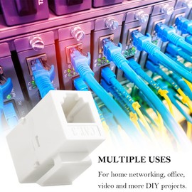 Exiron RJ11 CAT3 Telephone Keystone Jack Phone Keystone Coupler Jack 6P4C Female to Female White