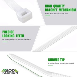 HAODE FASHION White Clear Zip Ties 4 Inch 1000 Pack,Small Zip Tie Wraps Bulk, Enduring Plastic Ties 18 LBS Strength, Assorted Clear Tiny Cable Ties,Plant Ties Indoor Garden Decoration Tools(1000 Pcs）