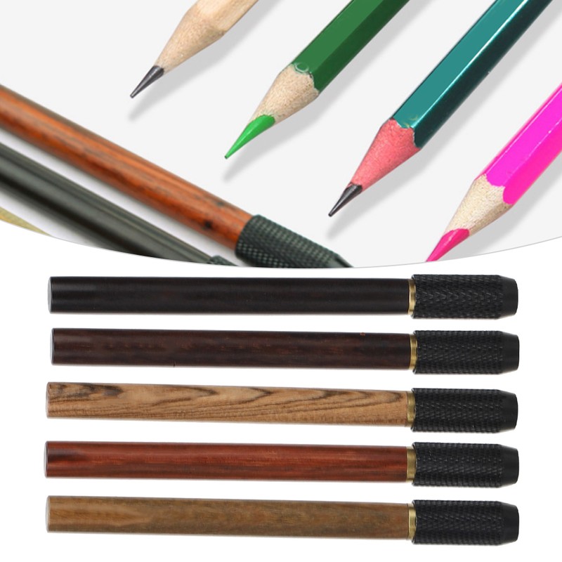Rosewood Pencil Extender Holder Detachable Rotating Lengthener Stationery Supplies5Pcs