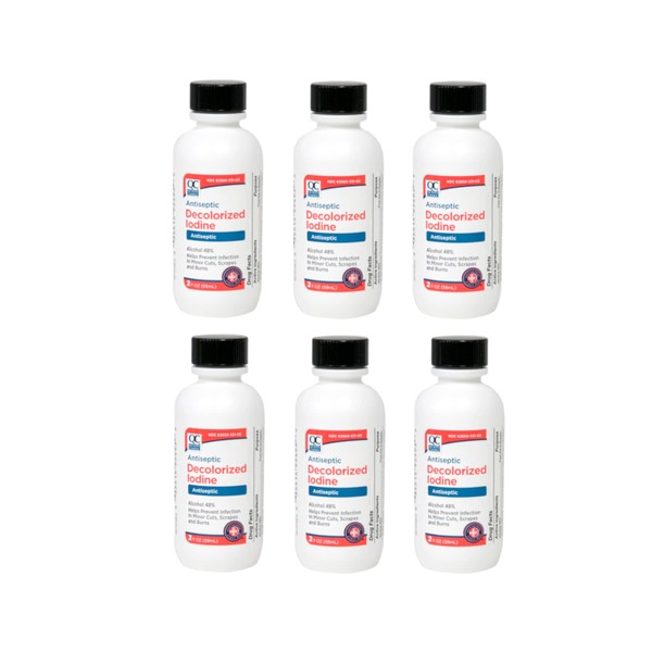 Quality Choice Antiseptic Decolorized Iodine 2 Fl. Oz. - 6 Pack