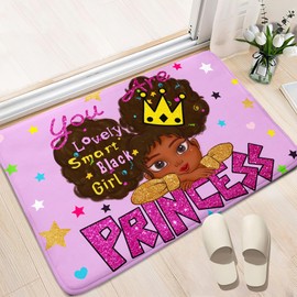 Jiospet African American Black Girl Rugs for Bedroom African American Rugs for Girls Room Princess Room Decor for Bedroom Decor for Teen Living Room Floor Mats, Purple, 2'×3'