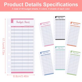 DOUSELLA Pack of 48 Budget Sheets Budget Planner A6 Binder Budget Sheet 6 Holes Budget Paper Binder Budget Cards Budget Money Organiser Bill Organiser Money Envelopes Refill Paper for Ring Binder