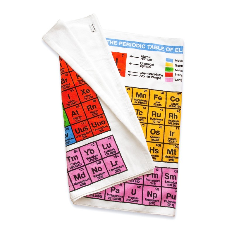 getDigital 12595 periodic table bath towel, cotton, multicoloured, 140 x
