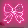 Pink Bow Neon Signs for Wall Decor Girls Room Beauty