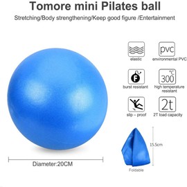 Pilates Ball, 25 cm Yoga Ball, PVC Pilates Ball, Small Exercise Ball with Inflation Tube, Gymnastics Ball, Strengthening the Abdominal Muscles and Partial Massage, for Yoga, Office, Sitting Ball