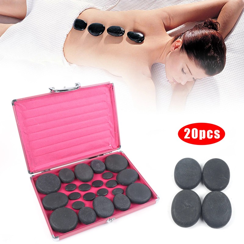 Professional Portable Massage Stone Heater Kit with 20 Therapy Hot