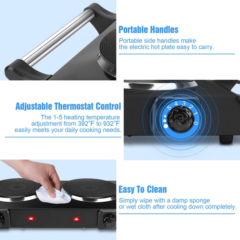 Moclever Portable Electric Stove – Double Burner Hot Plate with